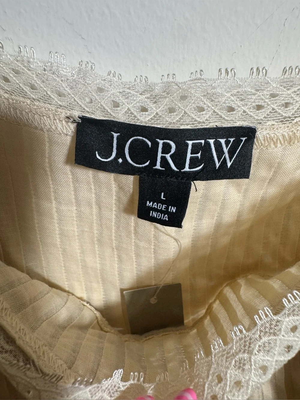 NWT J.Crew Lace-trim tank top in ramie Size Large